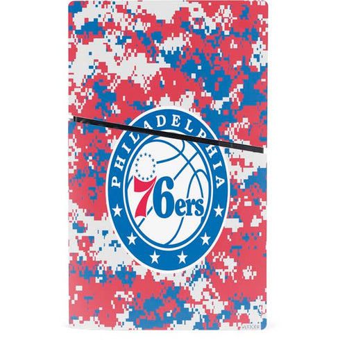 NBA Philadelphia 76ers Red Digi Camo PS5 Slim Digital Edition Bundle Skin