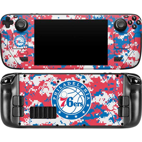 NBA Philadelphia 76ers Red Digi Camo Steam Deck Handheld Gaming Computer Skin