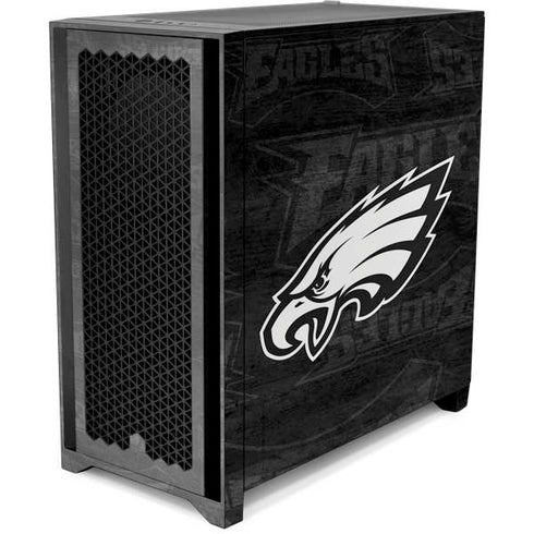 NFL Philadelphia Eagles Black & White Corsair 4000D Tempered Glass Mid-Tower ATX Case Skin