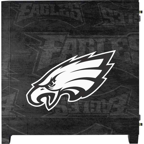NFL Philadelphia Eagles Black & White Corsair 4000D Tempered Glass Mid-Tower ATX Case Skin