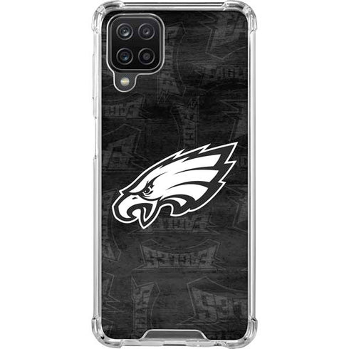 NFL Philadelphia Eagles Black & White Galaxy A12 Clear Case