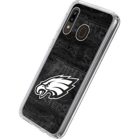 NFL Philadelphia Eagles Black & White Galaxy A20 Clear Case