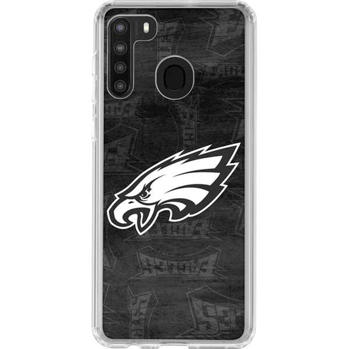 NFL Philadelphia Eagles Black & White Galaxy A21 Clear Case
