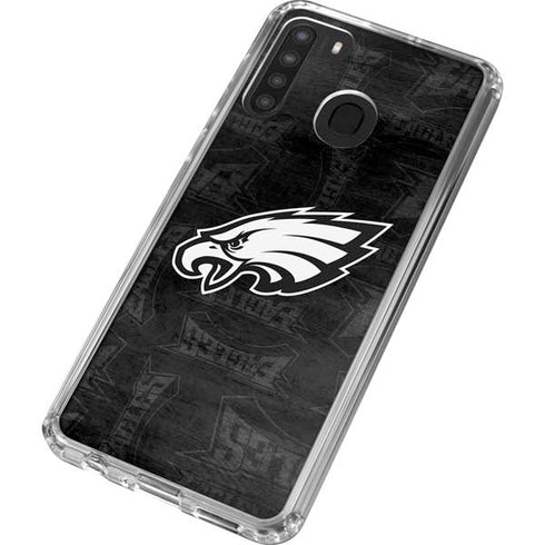 NFL Philadelphia Eagles Black & White Galaxy A21 Clear Case