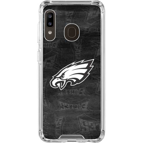 NFL Philadelphia Eagles Black & White Galaxy A30 Clear Case