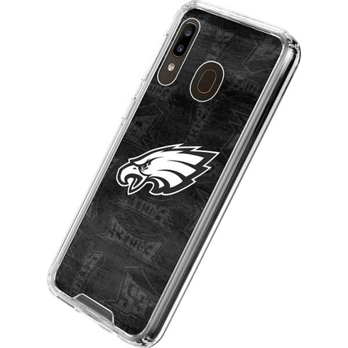 NFL Philadelphia Eagles Black & White Galaxy A30 Clear Case