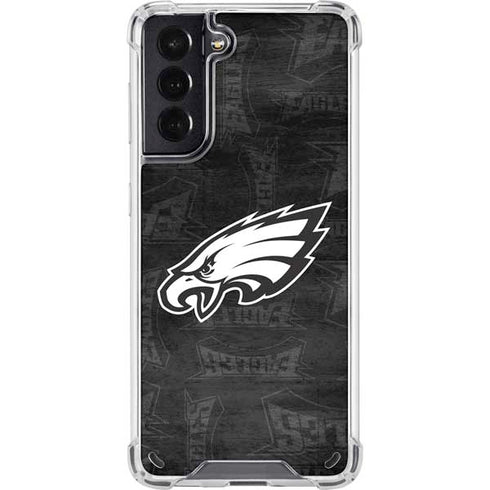 NFL Philadelphia Eagles Black & White Galaxy S21 5G Clear Case