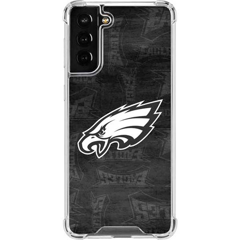 NFL Philadelphia Eagles Black & White Galaxy S21 FE Clear Case