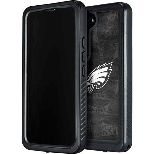 NFL Philadelphia Eagles Black & White Galaxy S23 Waterproof Case