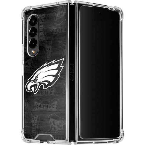 NFL Philadelphia Eagles Black & White Galaxy Z Fold4 5G Clear Case