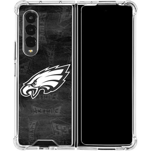 NFL Philadelphia Eagles Black & White Galaxy Z Fold4 5G Clear Case