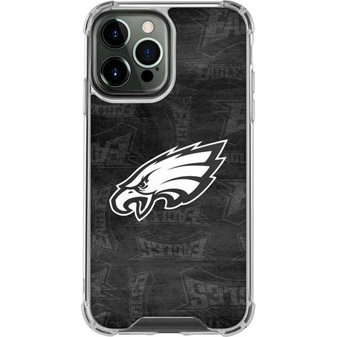 NFL Philadelphia Eagles Black & White iPhone 13 Pro Max Clear Case