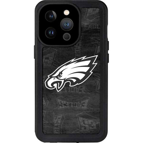 NFL Philadelphia Eagles Black & White iPhone 14 Pro Waterproof Case