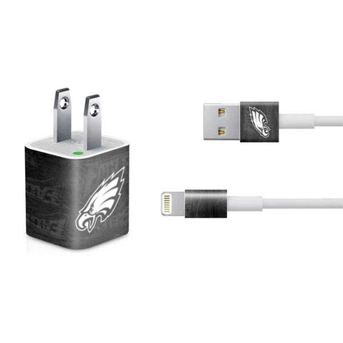 NFL Philadelphia Eagles Black & White iPhone Charger (5W USB) Skin
