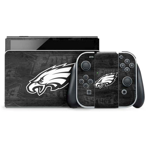 NFL Philadelphia Eagles Black & White Nintendo Switch OLED (2021) Skin