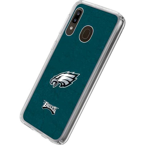 NFL Philadelphia Eagles Distressed Galaxy A20 Clear Case