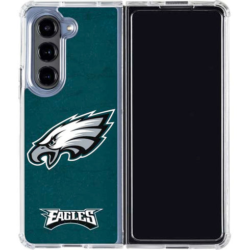NFL Philadelphia Eagles Distressed Galaxy Z Fold5 5G Clear Case