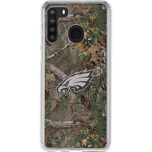 NFL Philadelphia Eagles Realtree Xtra Green Camo Galaxy A21 Clear Case