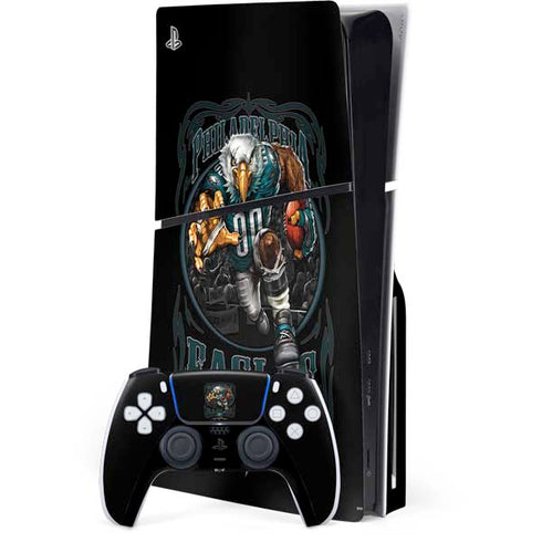 Liquid Blue NFL Philadelphia Eagles Running Back PS5 Slim Disk Bundle Skin