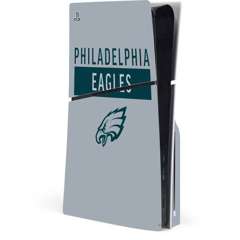 NFL Philadelphia Eagles Silver Performance Series PS5 Slim Disk Console Skin