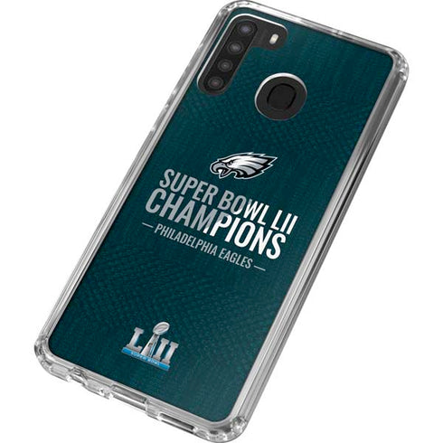 NFL Philadelphia Eagles Super Bowl LII Champions Galaxy A21 Clear Case