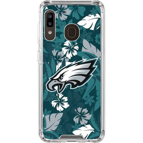 NFL Philadelphia Eagles Tropical Print Galaxy A30 Clear Case