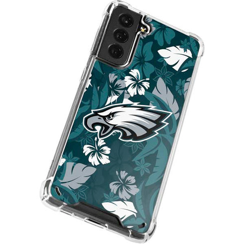 NFL Philadelphia Eagles Tropical Print Galaxy S21 5G Clear Case