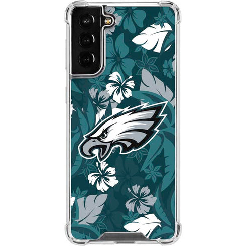 NFL Philadelphia Eagles Tropical Print Galaxy S21 FE Clear Case