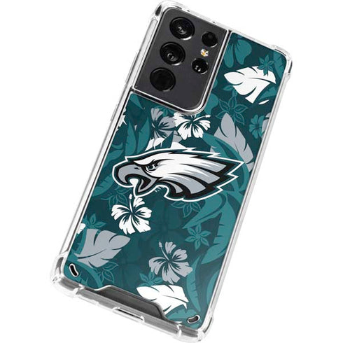 NFL Philadelphia Eagles Tropical Print Galaxy S21 Ultra 5G Clear Case