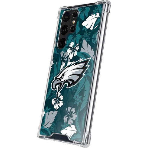 NFL Philadelphia Eagles Tropical Print Galaxy S22 Ultra Clear Case