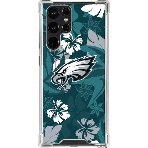 NFL Philadelphia Eagles Tropical Print Galaxy S24 Ultra Clear Case