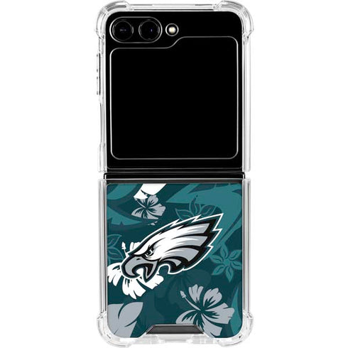 NFL Philadelphia Eagles Tropical Print Galaxy Z Flip5 5G Clear Case