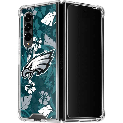NFL Philadelphia Eagles Tropical Print Galaxy Z Fold4 5G Clear Case