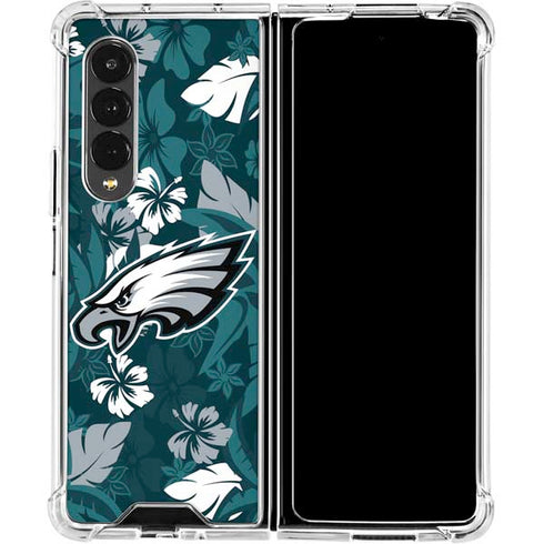 NFL Philadelphia Eagles Tropical Print Galaxy Z Fold4 5G Clear Case