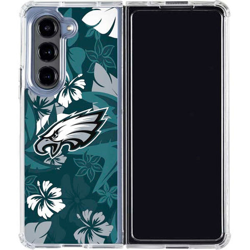 NFL Philadelphia Eagles Tropical Print Galaxy Z Fold5 5G Clear Case