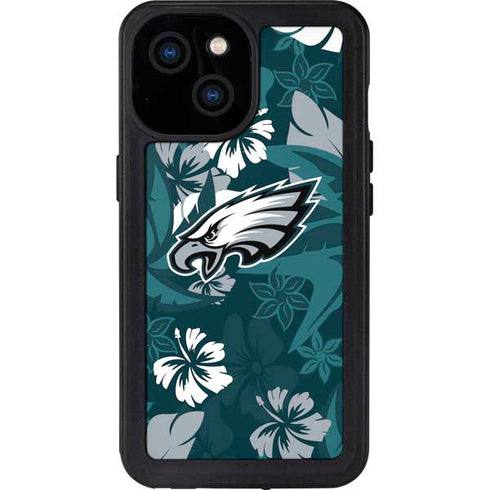NFL Philadelphia Eagles Tropical Print iPhone 15 Waterproof Case