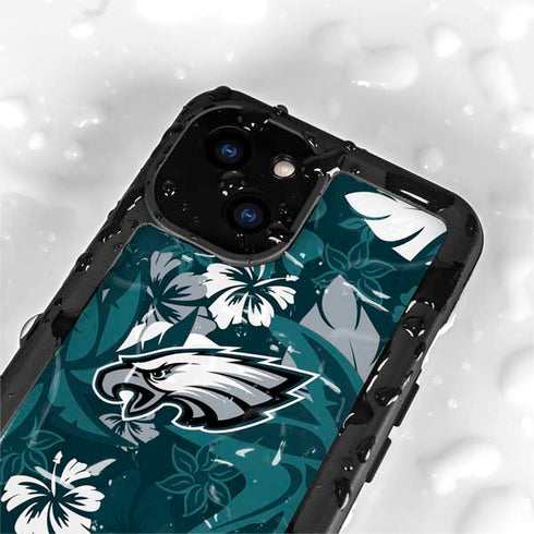 NFL Philadelphia Eagles Tropical Print iPhone 15 Waterproof Case