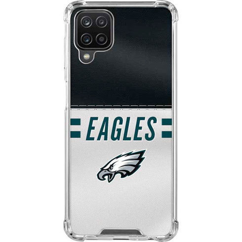 NFL Philadelphia Eagles White Striped Galaxy A12 Clear Case
