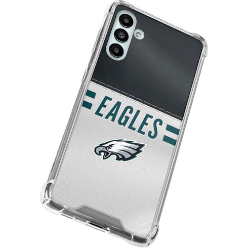 NFL Philadelphia Eagles White Striped Galaxy A13 5G Clear Case