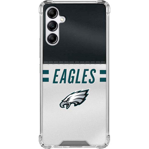 NFL Philadelphia Eagles White Striped Galaxy A15 5G Clear Case