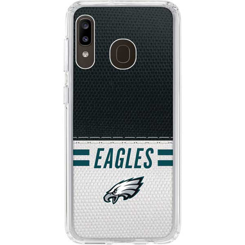 NFL Philadelphia Eagles White Striped Galaxy A20 Clear Case