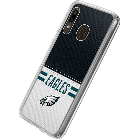 NFL Philadelphia Eagles White Striped Galaxy A20 Clear Case
