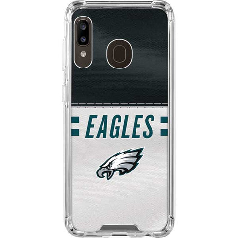 NFL Philadelphia Eagles White Striped Galaxy A30 Clear Case