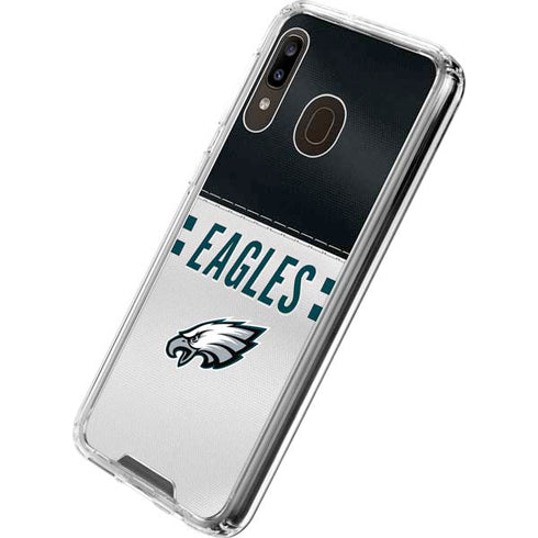 NFL Philadelphia Eagles White Striped Galaxy A30 Clear Case