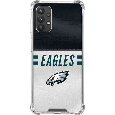 NFL Philadelphia Eagles White Striped Galaxy A32 5G Clear Case