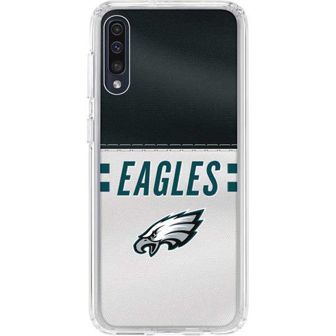 NFL Philadelphia Eagles White Striped Galaxy A50 Clear Case