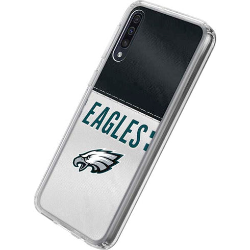 NFL Philadelphia Eagles White Striped Galaxy A50 Clear Case