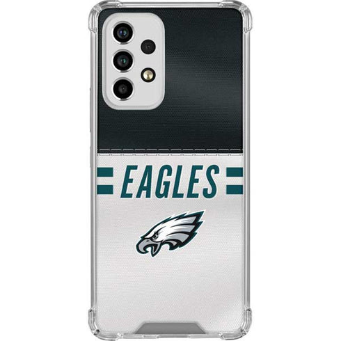 NFL Philadelphia Eagles White Striped Galaxy A53 5G Clear Case