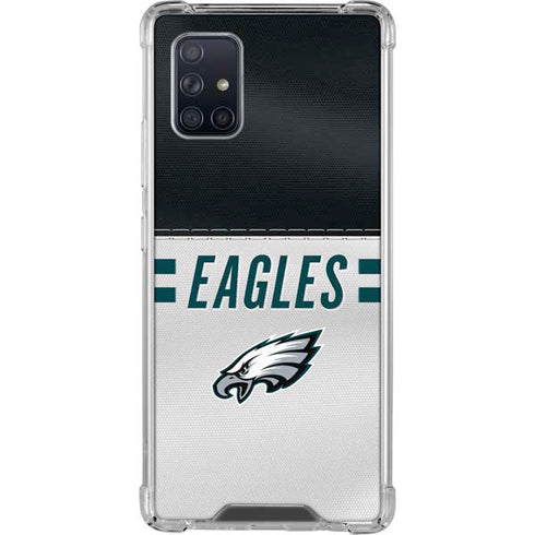 NFL Philadelphia Eagles White Striped Galaxy A71 5G Clear Case
