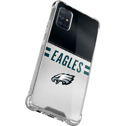 NFL Philadelphia Eagles White Striped Galaxy A71 5G Clear Case
